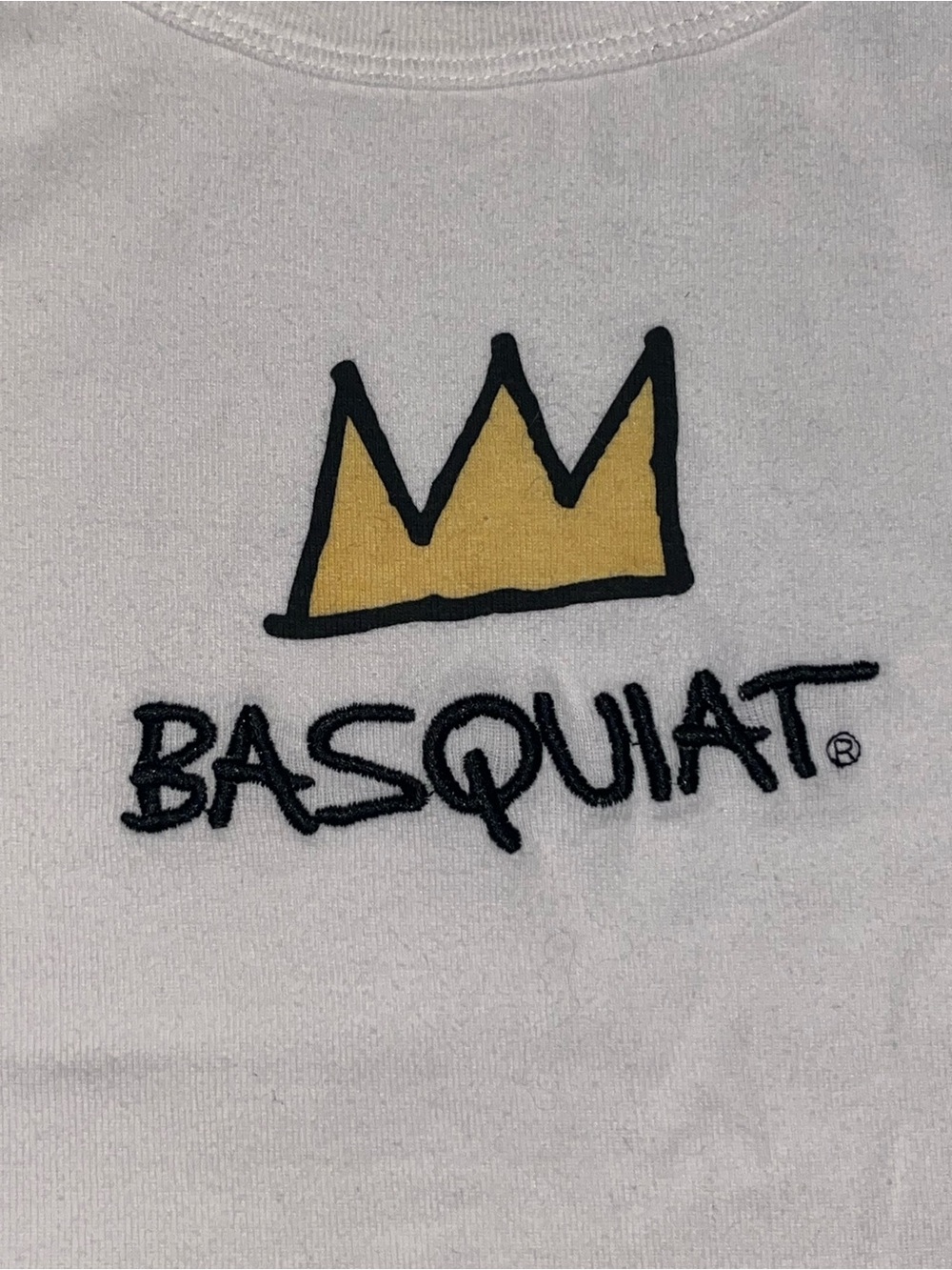 Basquiat White Crop Tank with Yellow Crown Graphic XL - Picture 4 of 8